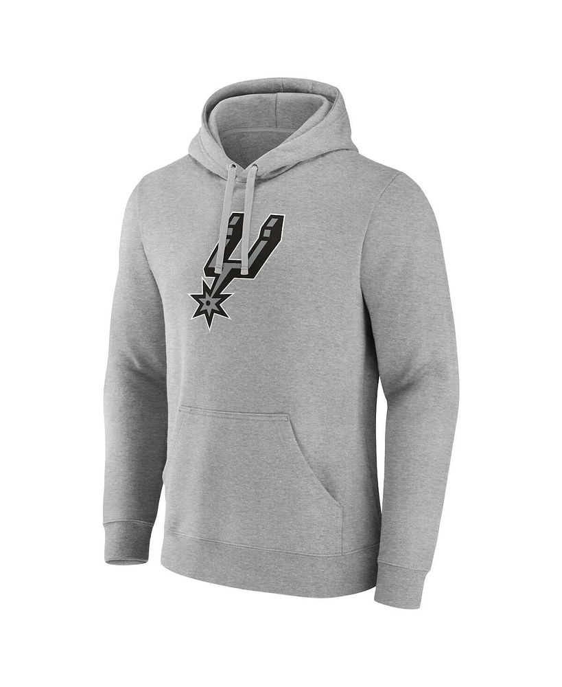 Fanatics Men's Heather Gray San Antonio Spurs Primary Logo Pullover Hoodie