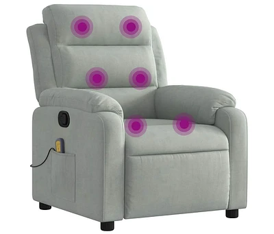 Massage Recliner Chair Light Gray Velvet