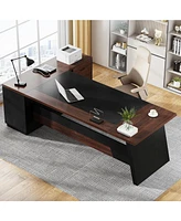 Tribesigns 78" L-Shaped Executive Desk, Large Office Desk with Drawers and Lateral File Cabinet, Business Furniture Storage Shelves, Modern Compu