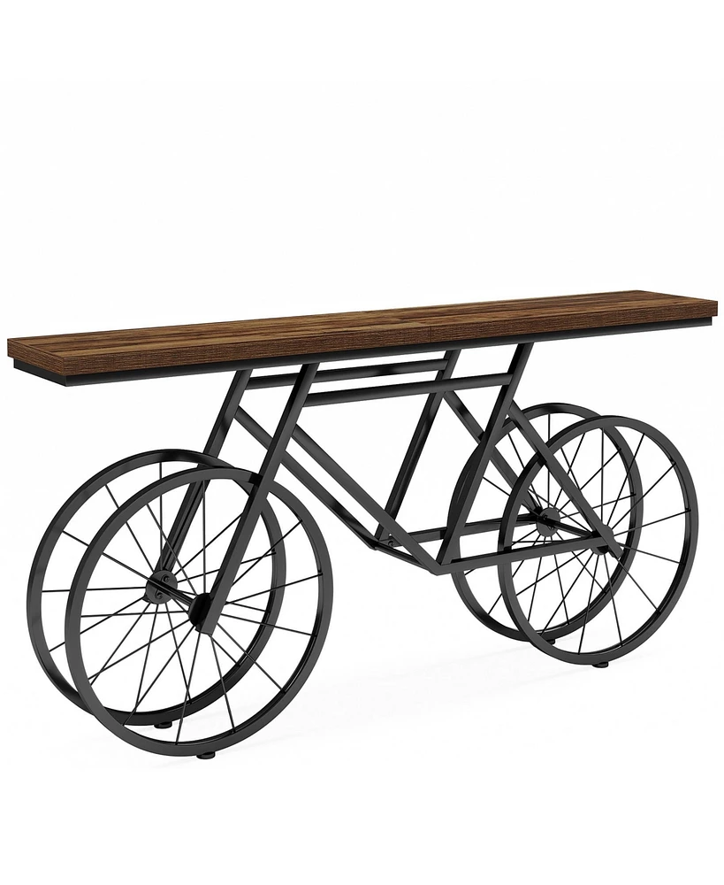 Tribesigns 70.9-Inch Extra Long Console Table, Narrow Sofa Table with Bicycle Metal Base, Modern Industrial Entryway Table Behind Couch Table for Livi