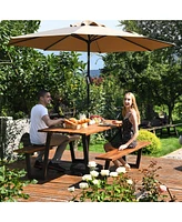 Givimo Patented 70 Inch Dining Table Set with Seats and Umbrella Hole