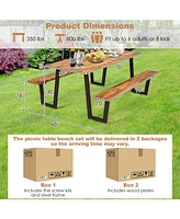 Givimo Patented 70 Inch Dining Table Set with Seats and Umbrella Hole