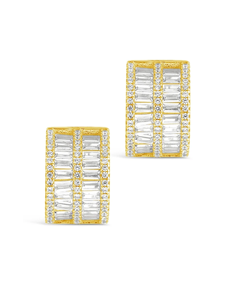 Sterling Forever Serena Cubic Zirconia Hoop Earrings