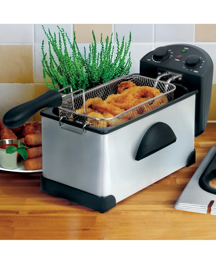 MegaChef 3.17 Quart Stainless Steel Electric Deep Fryer with Timer