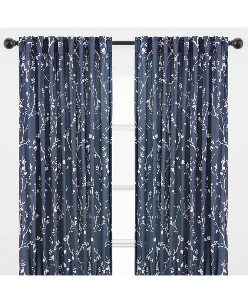 Chanasya Premium 2-Panel Sakura Cherry Tree Soft Velvet Curtains - 3-in-1 Back Tab, Rod Pocket, Ring Tab- for Windows Living Room Bedroom