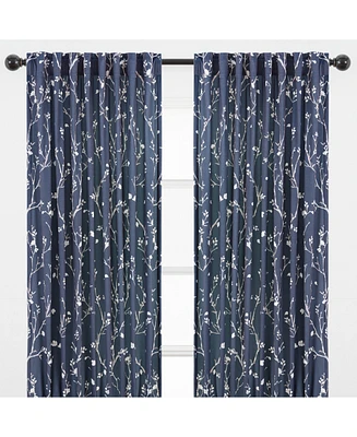 Chanasya Premium 2-Panel Sakura Cherry Tree Soft Velvet Curtains - 3-in-1 Back Tab, Rod Pocket, Ring Tab- for Windows Living Room Bedroom