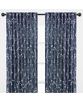 Chanasya Premium 2-Panel Sakura Cherry Tree Soft Velvet Curtains - 3-in-1 Back Tab, Rod Pocket, Ring Tab- for Windows Living Room Bedroom