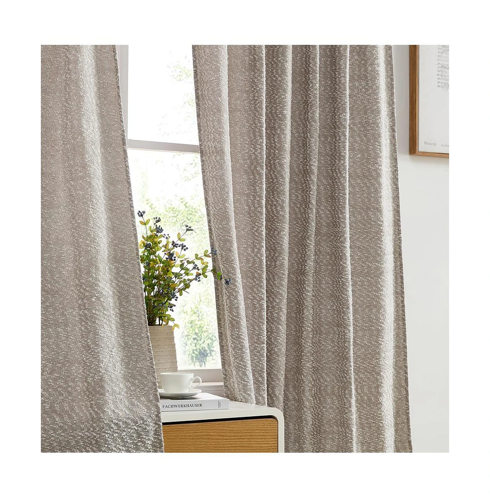 Hlc.me Easton Jacquard Slub Texture - Privacy Curtains with Back Tab Rod Pocket Lightweight Window Curtains Panels
