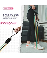 HolaHatha Resistance Band 110lb Maximum Workout Set with 5 Bands and 2 Handles