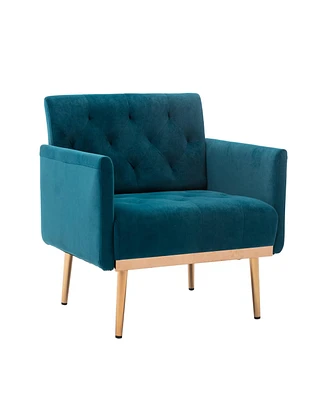 Mondawe Orange Accent Chair ,leisure single sofa with Rose Golden feet