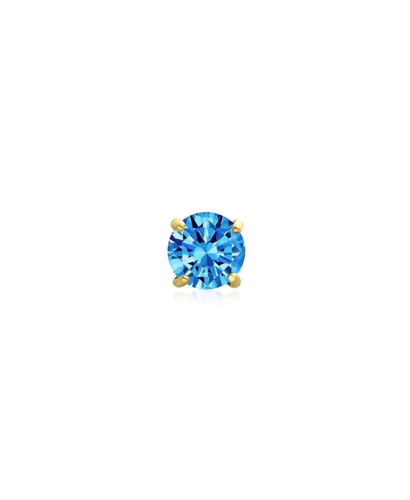 Bling Jewelry Minimalist Tiny Cubic Zirconia Aaa Cz 4-Prong Helix Cartilage Ear Lobe Piercing Daith Round Solitaire 14K Gold 1 Piece Stud Earring For