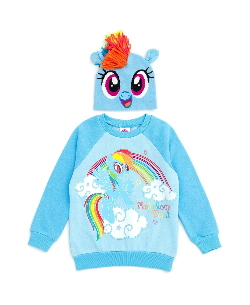My Little Pony Toddler Girls Rainbow Dash Pullover Fleece Sweatshirt and Cosplay Hat