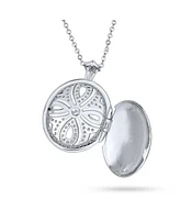 Bling Jewelry Keepsake Victorian Filigree Perfume Essential Oil Diffuser Oval Infinity Cross Locket Necklace