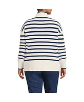 Lands' End Women's Plus Drifter Cotton Quarter Zip Pullover Sweater