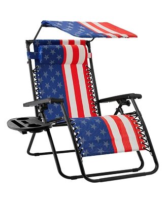 Best Choice Products Folding Zero Gravity Recliner Patio Lounge Chair w/ Canopy Shade, Headrest