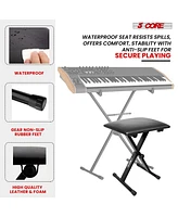 5 Core Keyboard Bench 2" Padded Cushioned Piano Stool Height Adjustable Guitar Seat Folding Portable