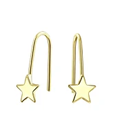 Bling Jewelry Minimalist Tiny Celestial Usa Patriotic Rock Star Threader Earrings 14K Yellow Gold