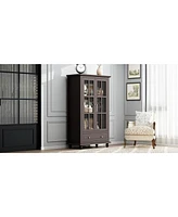 Famapy Brown Wooden Standard Bookcase with 3-Tier Shelves and Drawer