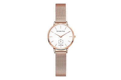 Women's Casual Watch 34mm White Round Dial Stainless Steel Victoria Hyde