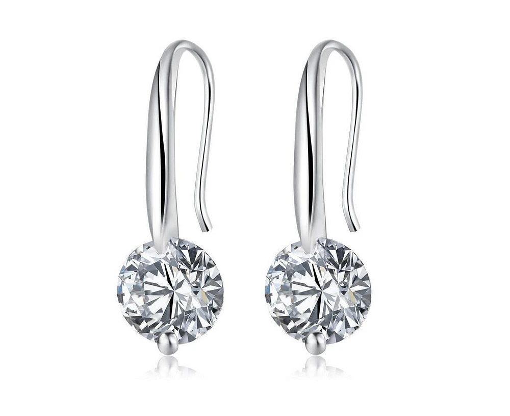 Crystal Dangle Earrings with 1.5 Carat Cubic Zirconia Stone