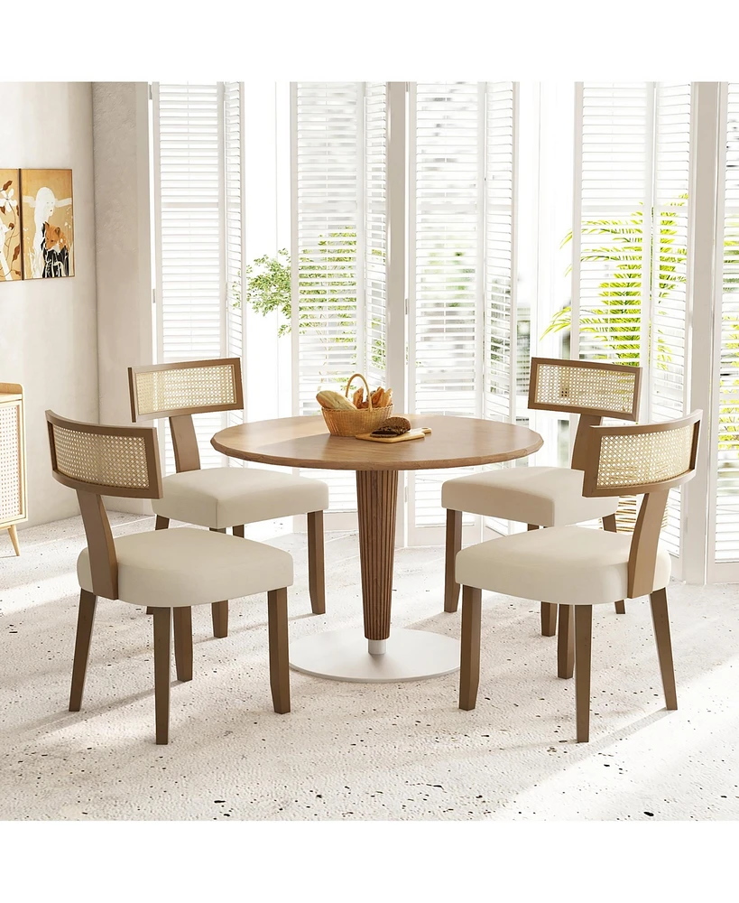 Gymax Set of Dining Chairs Armless Side Chairs w/ Curved Rattan Backrest for Kitchens
