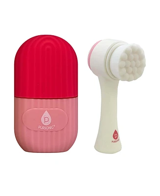 Ultimate Glow Duo: Ice Facial Roller & Dual-Sided Cleansing Brush for Radiant Skin