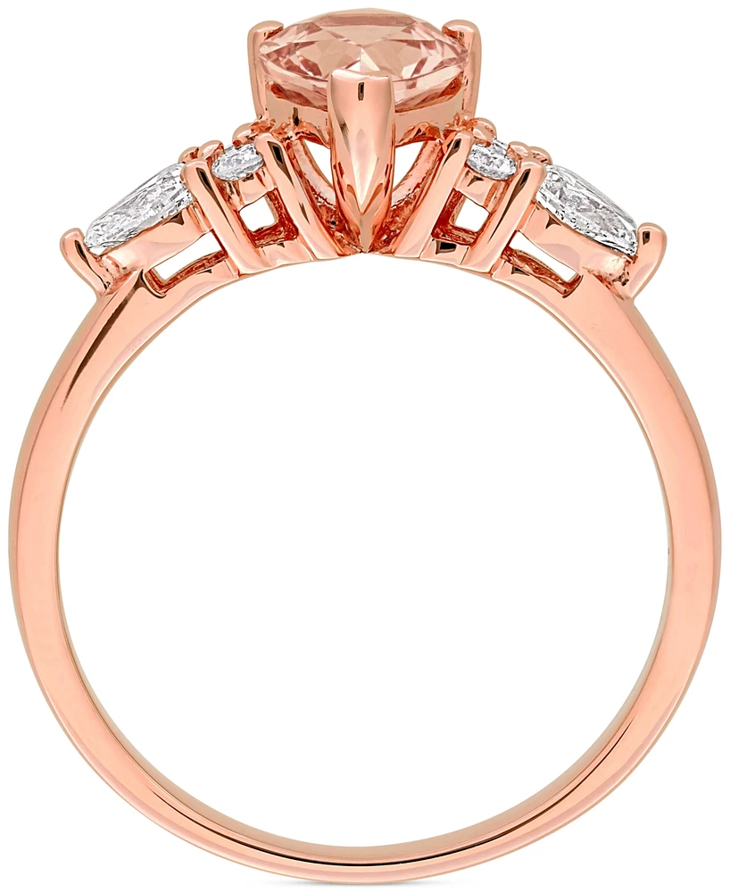 Morganite (1 ct. t.w.) & Diamond (3/8 Pear Ring 14k Rose Gold