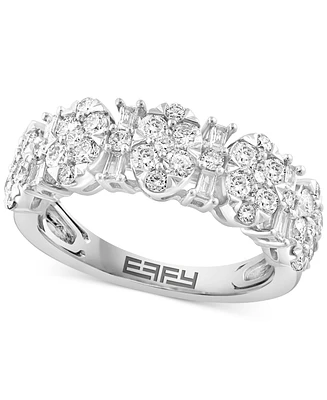 Effy Diamond Round & Baguette Cluster Ring (1-1/6 ct. t.w.) in 14k White Gold