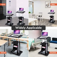 Yescom Lectern Podium Stand Portable Rolling Laptop Cart on Wheels Storage Mobile Height Adjustable Classroom Home Office Black