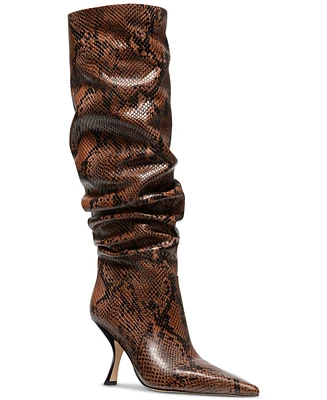 Michael Michael Kors Women's Luna Leather Snake Knee High Slouch Boots