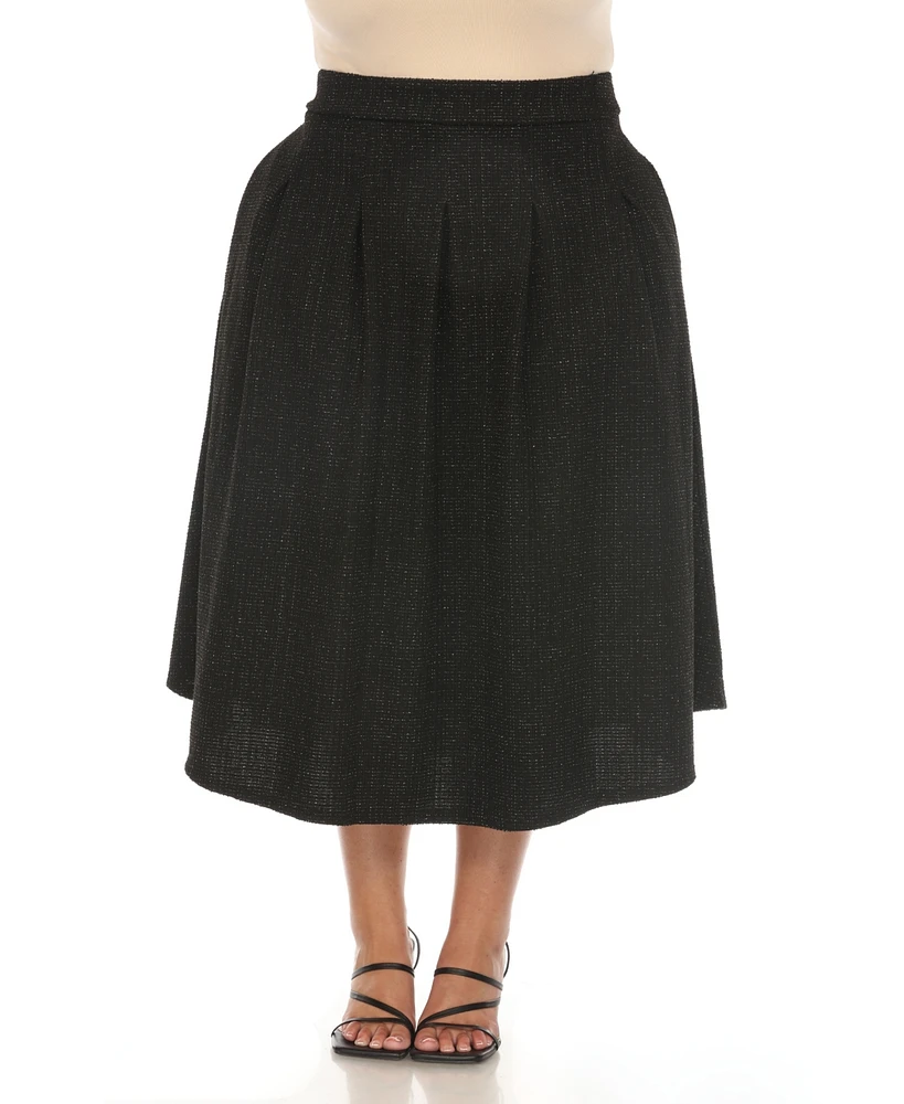 White Mark Plus Flared Tweed Skirt