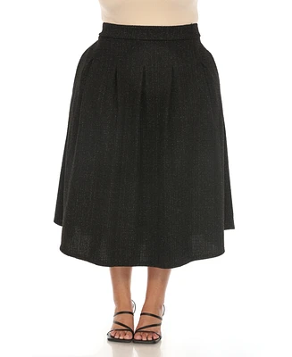 White Mark Plus Flared Tweed Skirt