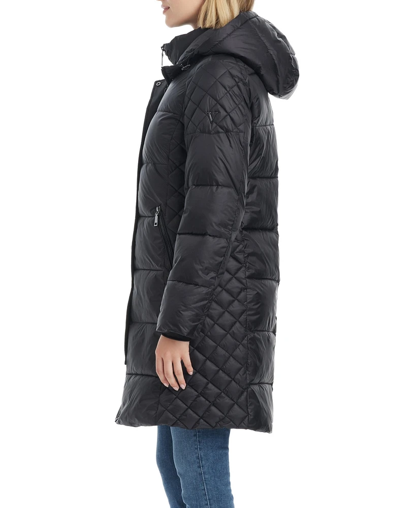Vince Camuto Women's Cire Mid-Length Fitted Puffer Coat