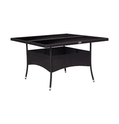 vidaXL Patio Dining Table Black Poly Rattan and Glass