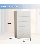 5 Drawer Dresser White Modern Wood Chest of Drawers for Bedroom
