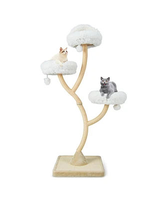 70 Inch Tall Cat Tree 4-Layer Tower with 3 Perches and Dangling Balls