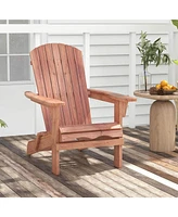 Folding Adirondack Chair Set of with High Backrest & Wide Armrests Wooden