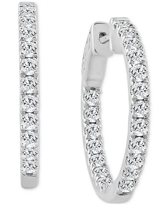 Diamond In & Out Hoop Earrings (1-1/2 ct. t.w.) in 10k White Gold