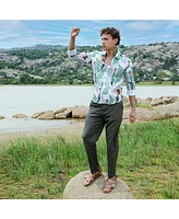 Men's Pistachio Green & Ash Grey Abstract Tulip Shirt