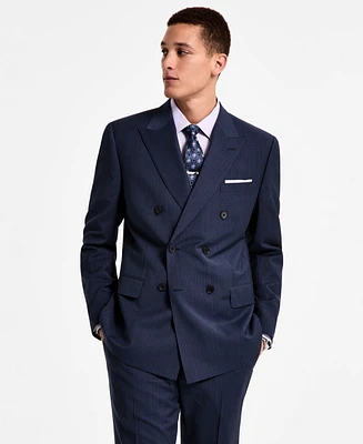 B by Brooks Brothers Men's Pinstriped Wool-Blend Classic-Fit Double-Breasted Suit Separates Jacket