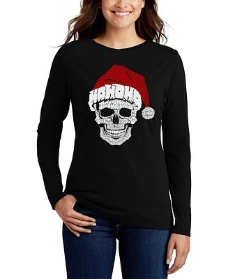 La Pop Art Women's Santa Skull Word Long Sleeve T-Shirt