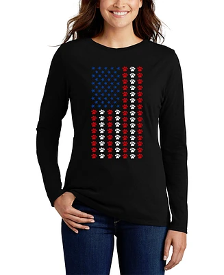 La Pop Art Women's Paws Flag Long Sleeve T-Shirt