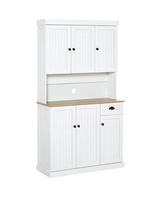 Homcom 71" Buffet with Hutch, Farmhouse Kitchen Pantry Storage Cabinet