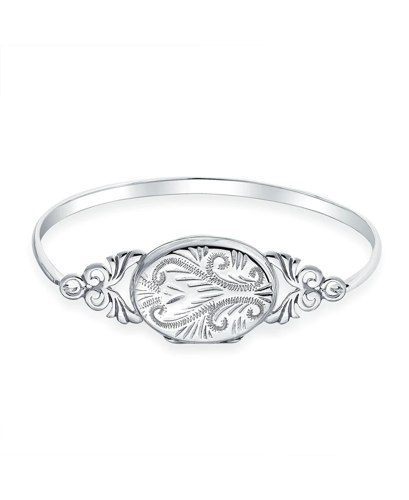 Bling Jewelry Sterling Silver Bangle Bracelet Locket for Photos Keepsake