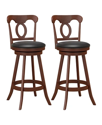 Set of 2 Bar Stools 30'' Swivel Bar Height Chairs with Footrest for Kitchen Pub