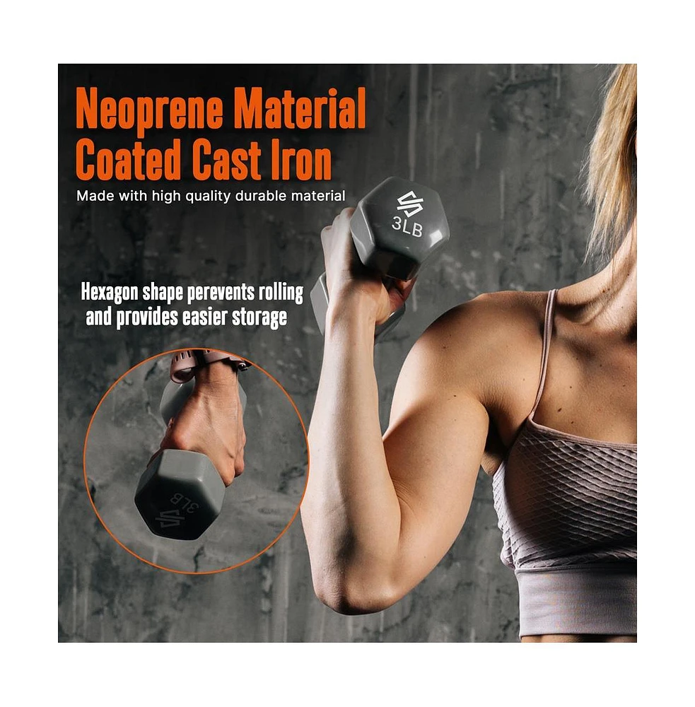 Squatz Neoprene Dumbbell Set With Stand, 30 lb Total Weight
