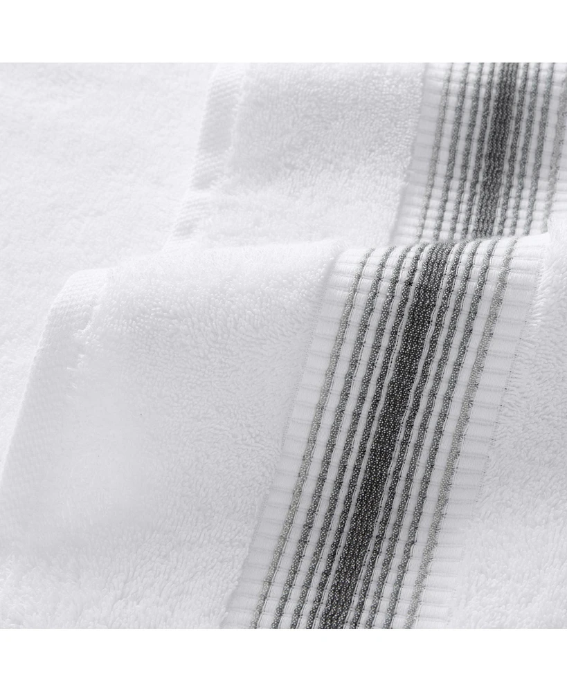 Aston and Arden Luxury White/Ombre Stripe 6-Piece Bath Towel Set, 600 Gsm, Soft 100% Turkish Cotton Bathroom Towels, Made Turkey, 2