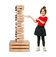 Swooc Premium Giant Tower Game w/ Storage Crate / Outdoor Game Table Set | 60 Large Blocks | Jumbo Lawn Games | Big Yard Game