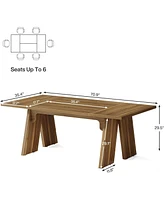 Tribesigns 71" Large Dining Table for 6 People, Farmhouse Dinner Table, Wood Rectangular Dining Table with Thickened Legs for Kitchen, Dining Roo