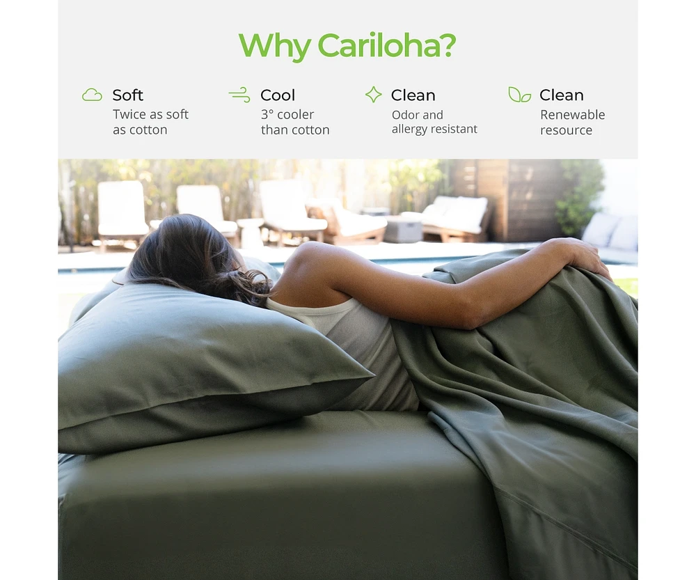 Cariloha Classic 2-Piece Twill Pillowcase Set | Tahitian Breeze Standard Viscose Material Allergy Resistant, Thermal-Regulating & Extra soft